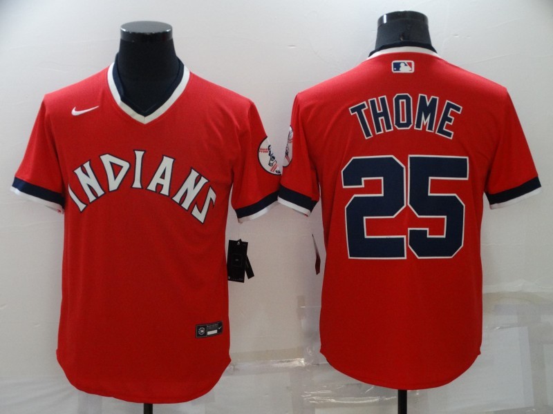 Men 2021 Cleveland Indians #25 Thome red MLB Throwback Jerseys->atlanta braves->MLB Jersey